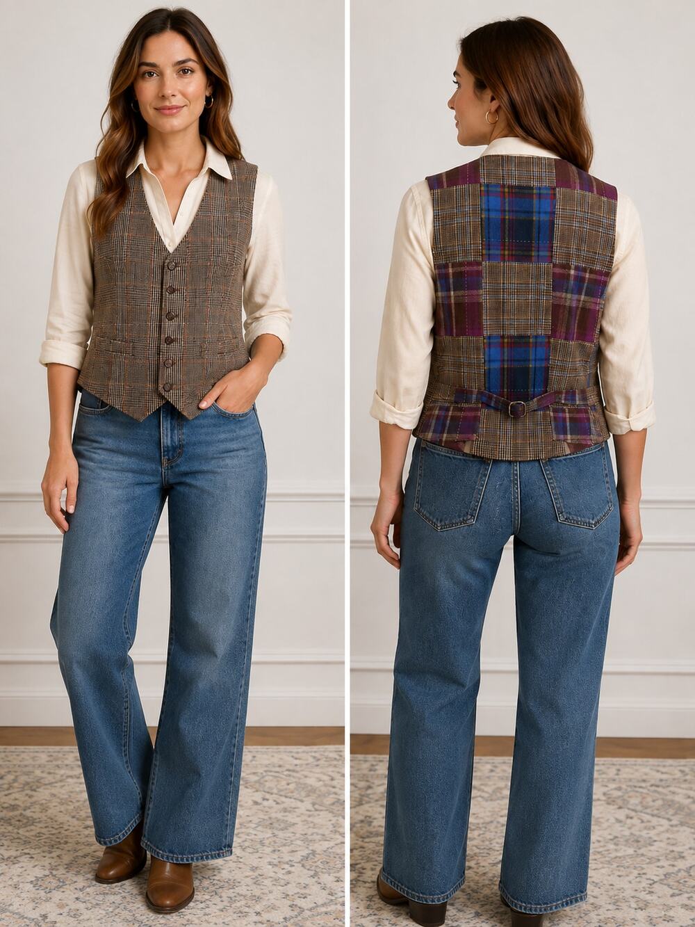 Houston White x Target Women's SZ S Wool Blend Plaid Tweed Vest